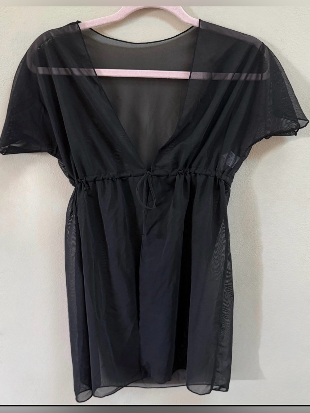 Women's sheer black swim cover-up tunic